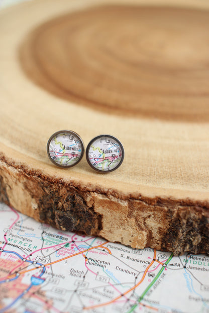 Asheville Map Studs by Livin' Freely