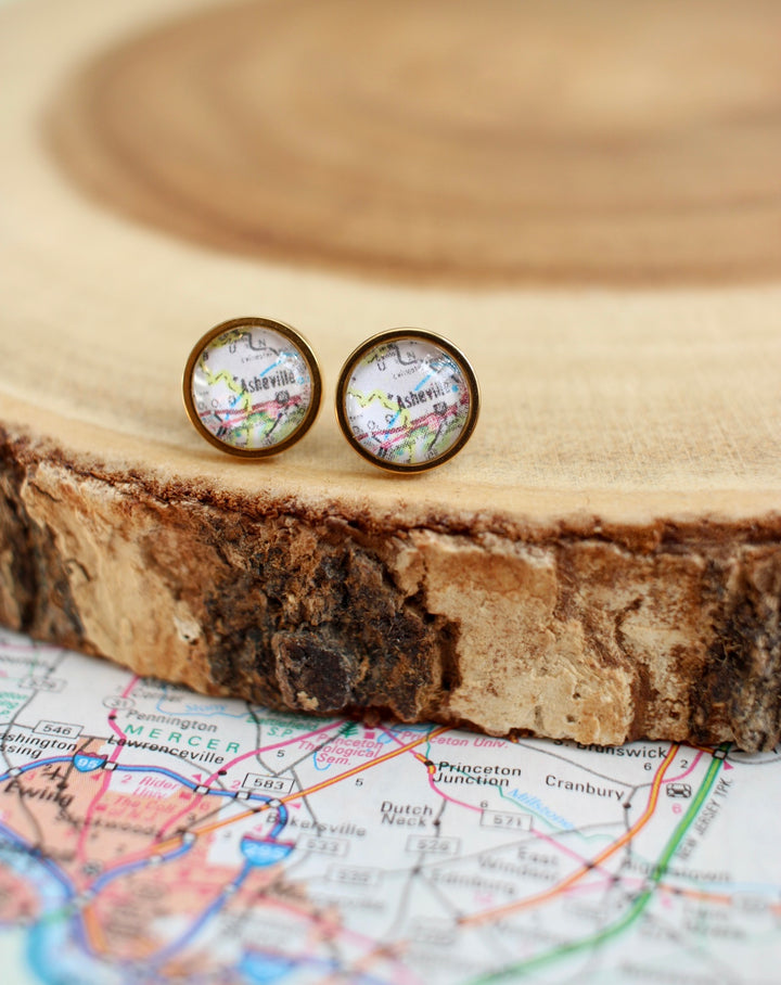 Asheville Map Studs by Livin' Freely