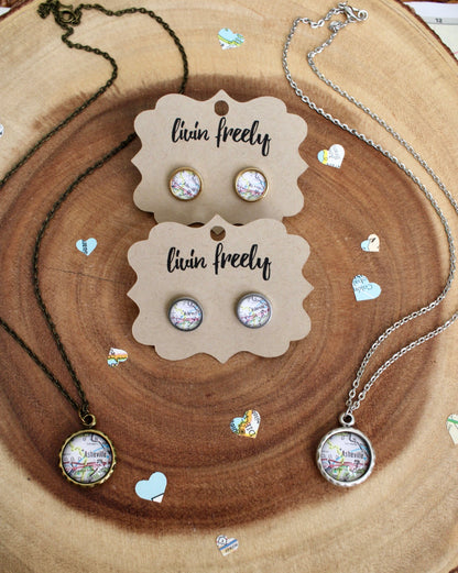 Asheville Map Studs by Livin' Freely