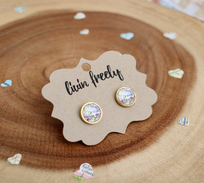 Asheville Map Studs by Livin' Freely