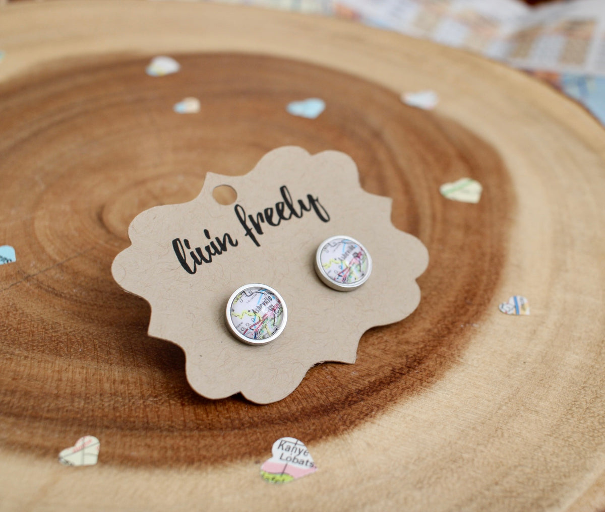 Asheville Map Studs by Livin' Freely