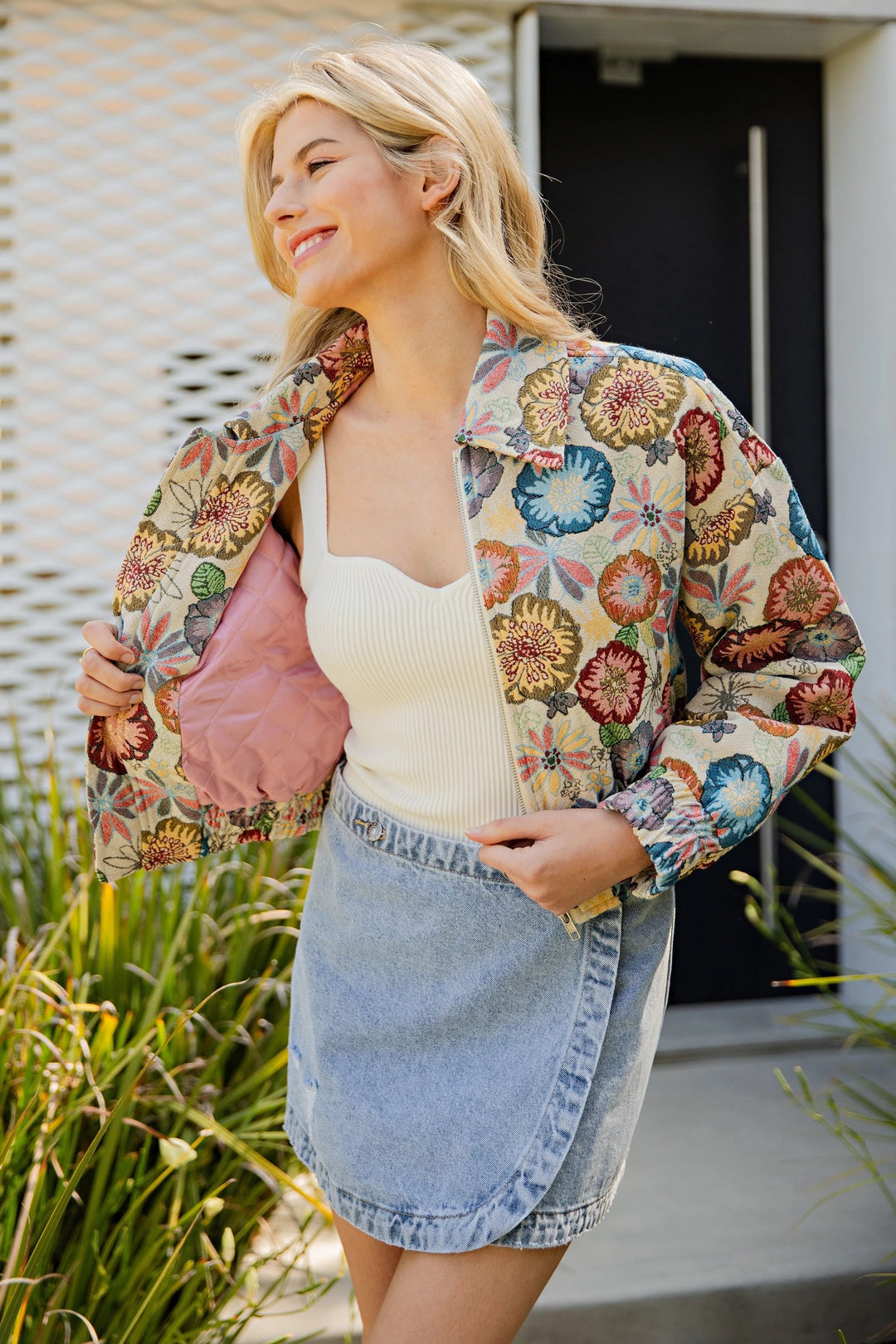 Retro Floral Cropped Jacket