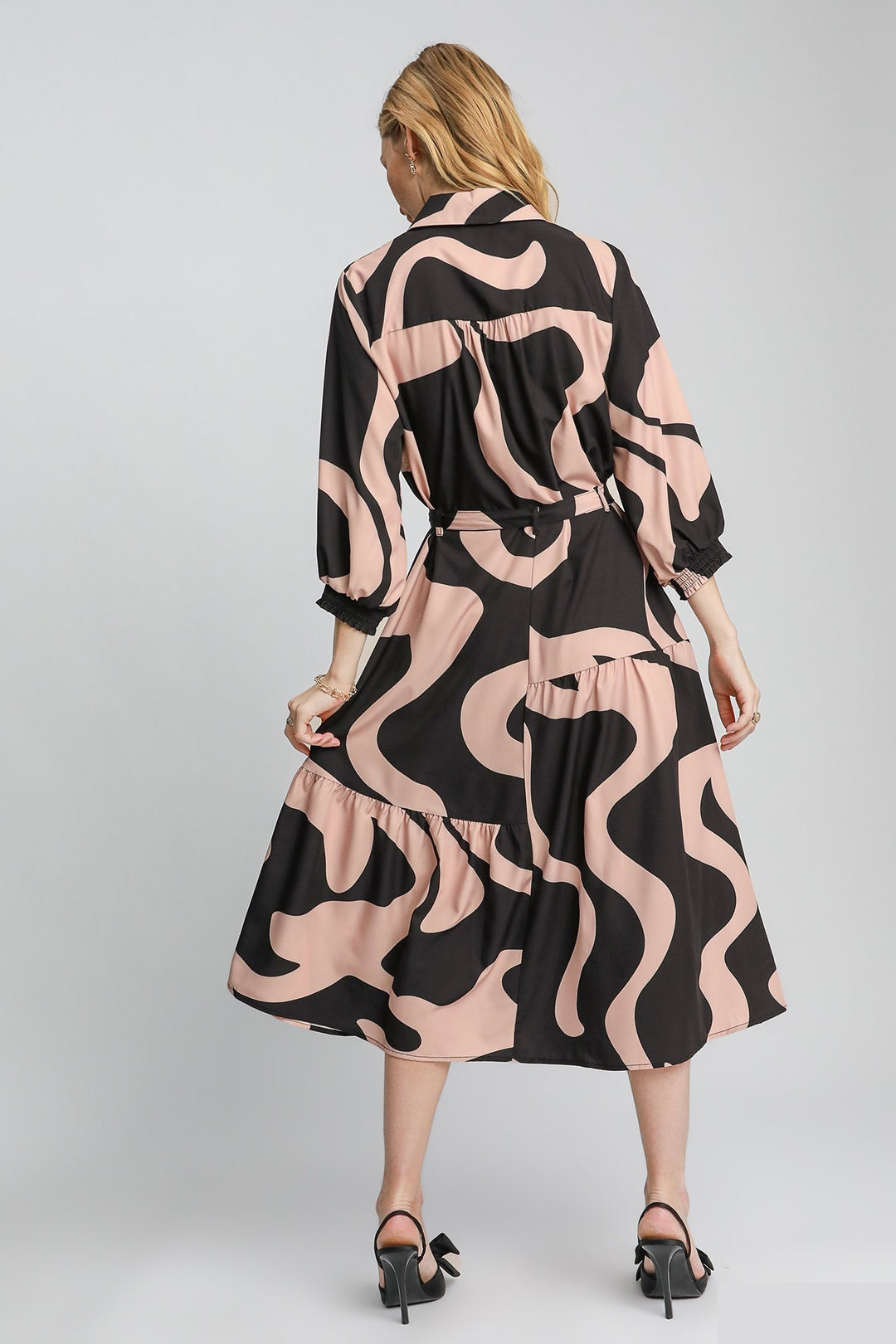 Abstract Print Button Down Dress