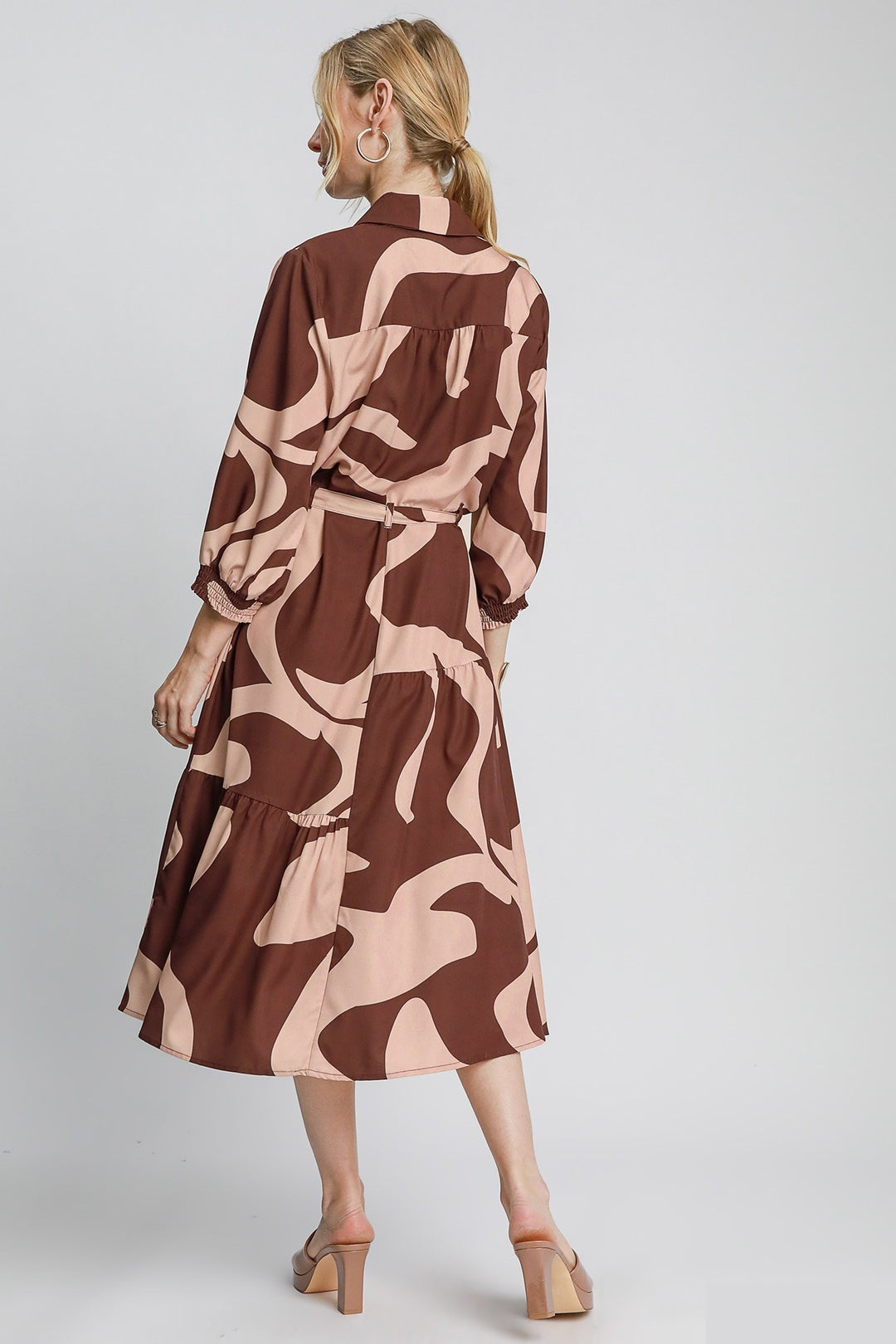 Abstract Print Button Down Dress