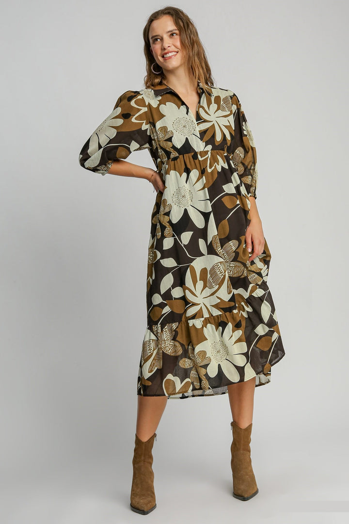 Bold Floral Midi Dress