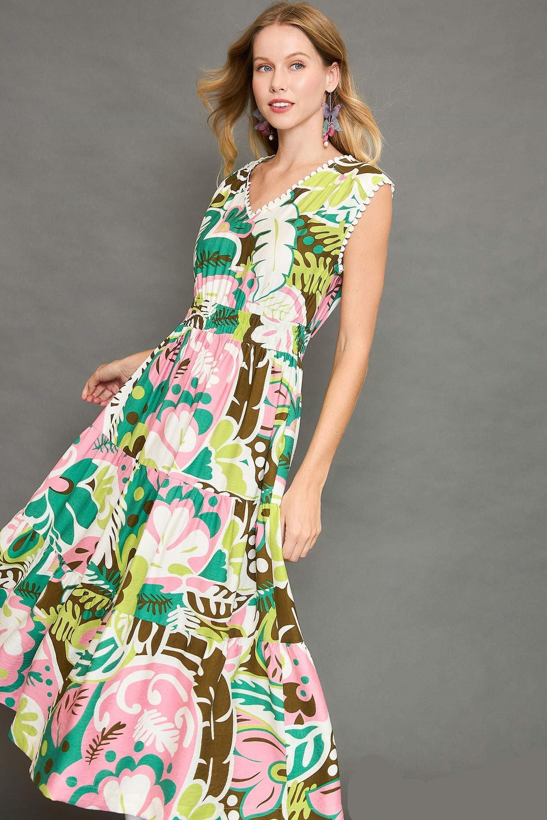 Scallop Trim Midi Dress