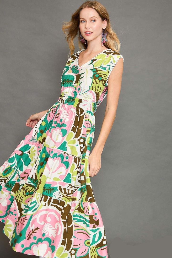 Scallop Trim Midi Dress