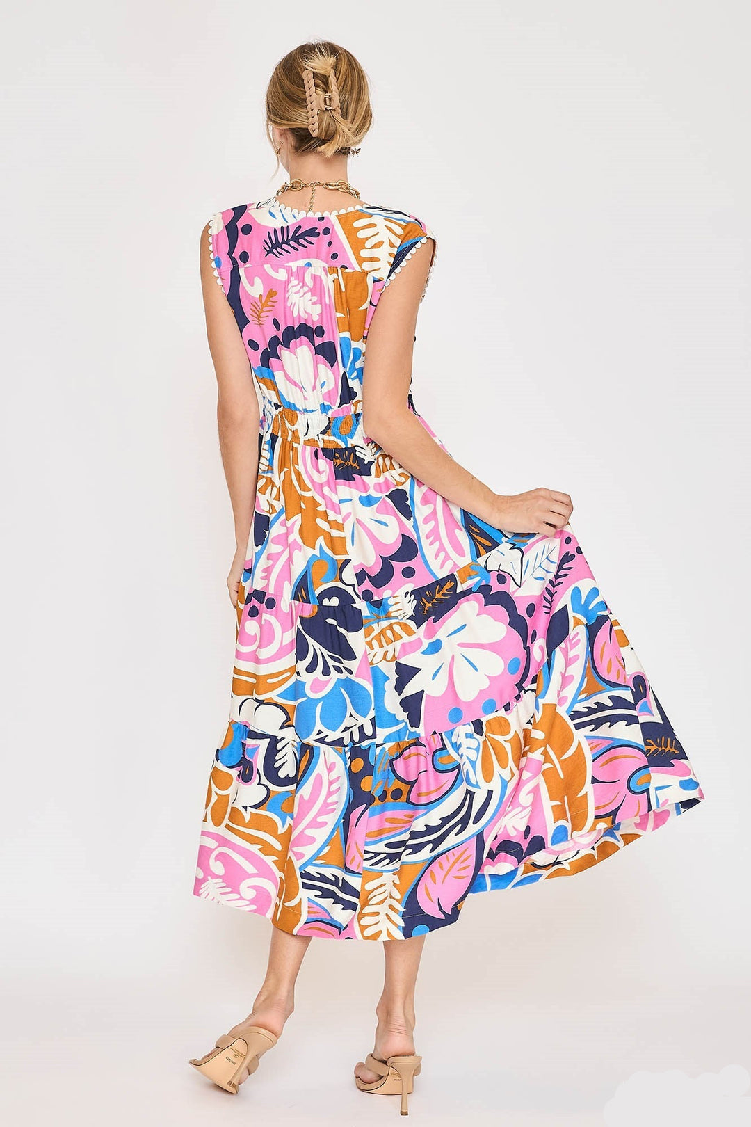Scallop Trim Midi Dress