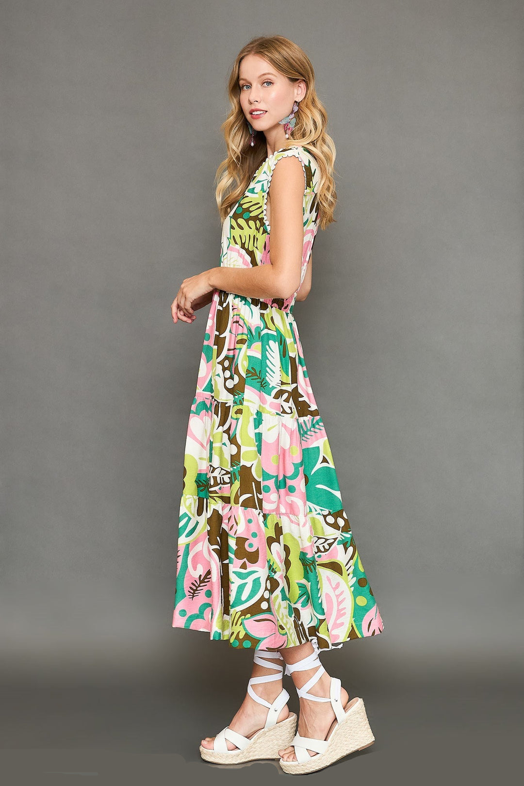 Scallop Trim Midi Dress