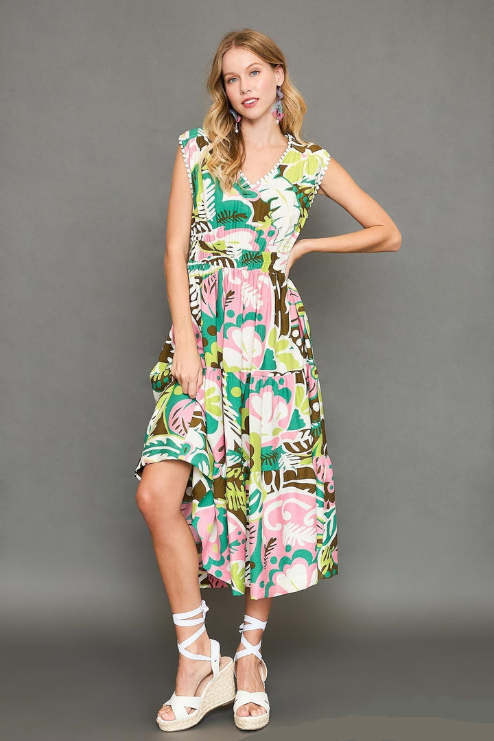 Scallop Trim Midi Dress