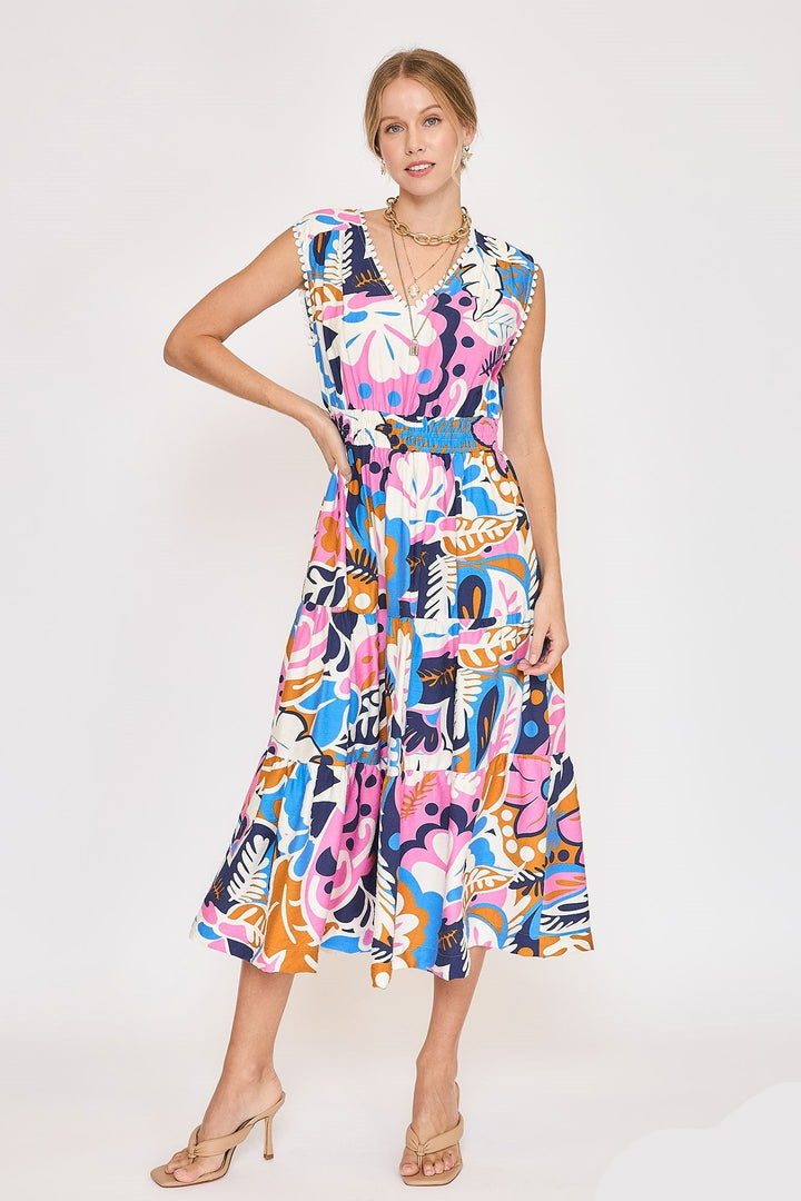 Scallop Trim Midi Dress