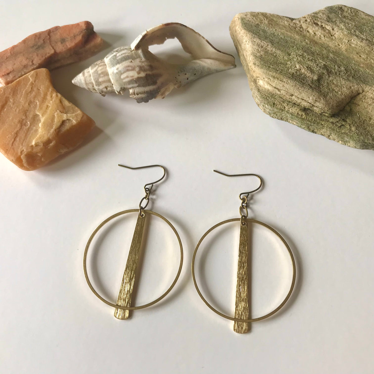 Large Circle + Bar Earrings
