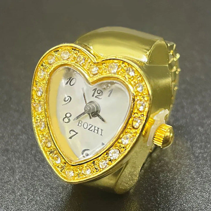 Bedazzled Heart Watch Ring