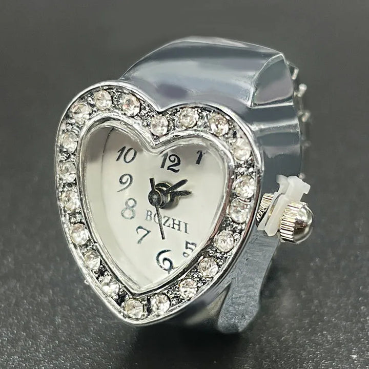 Bedazzled Heart Watch Ring