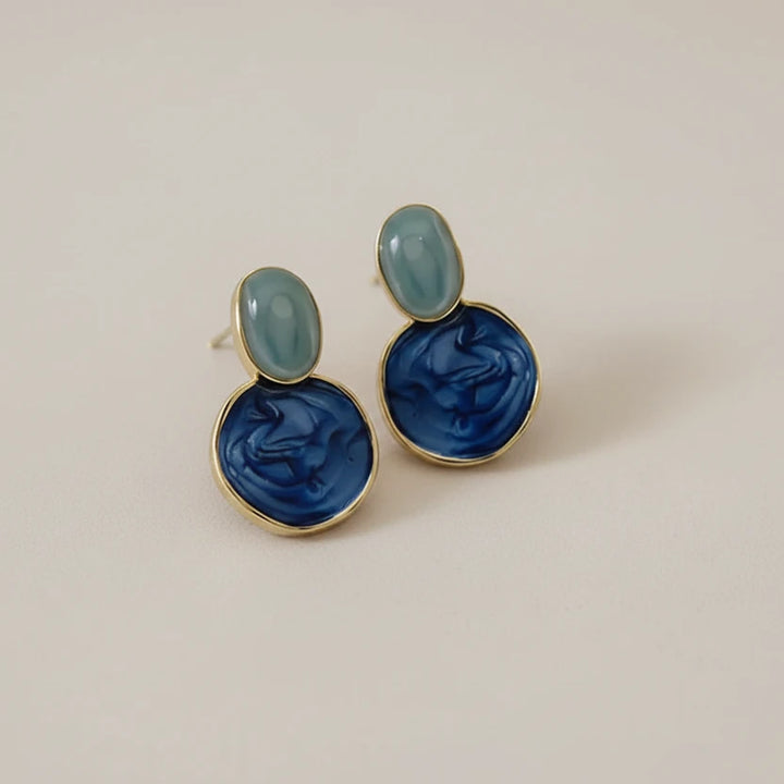Blue Oil Drop Earrings