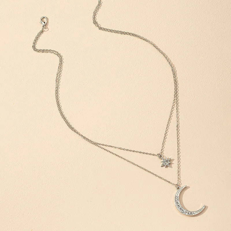 Moon + Sunburst Layered Necklace