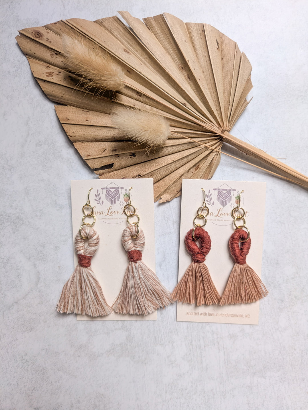 Macramé Sol Tassel Earring - Rust