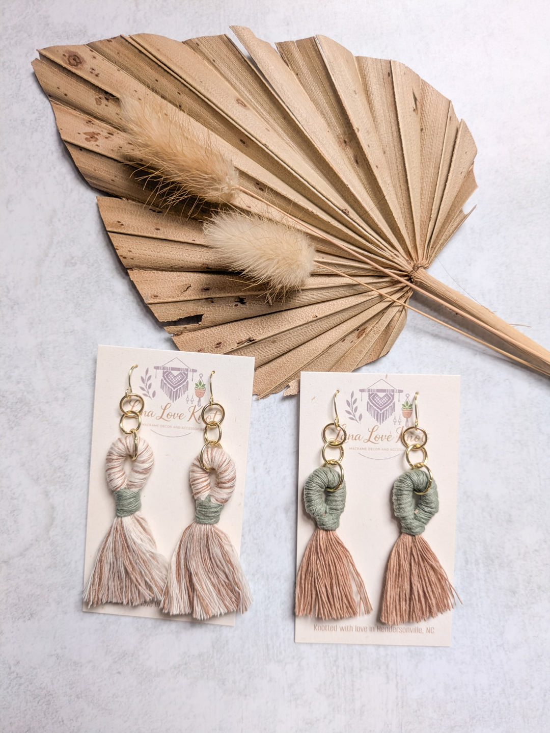 Macramé Sol Tassel Earring - Sage