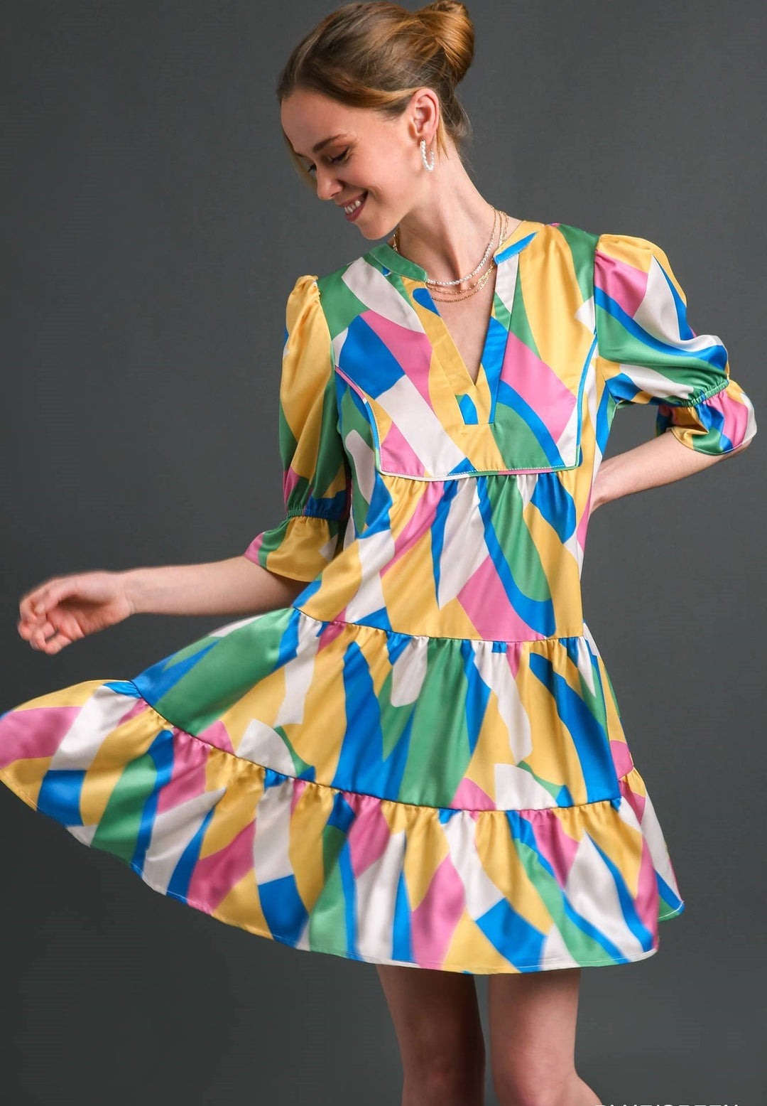 Satin Abstract Mini Dress