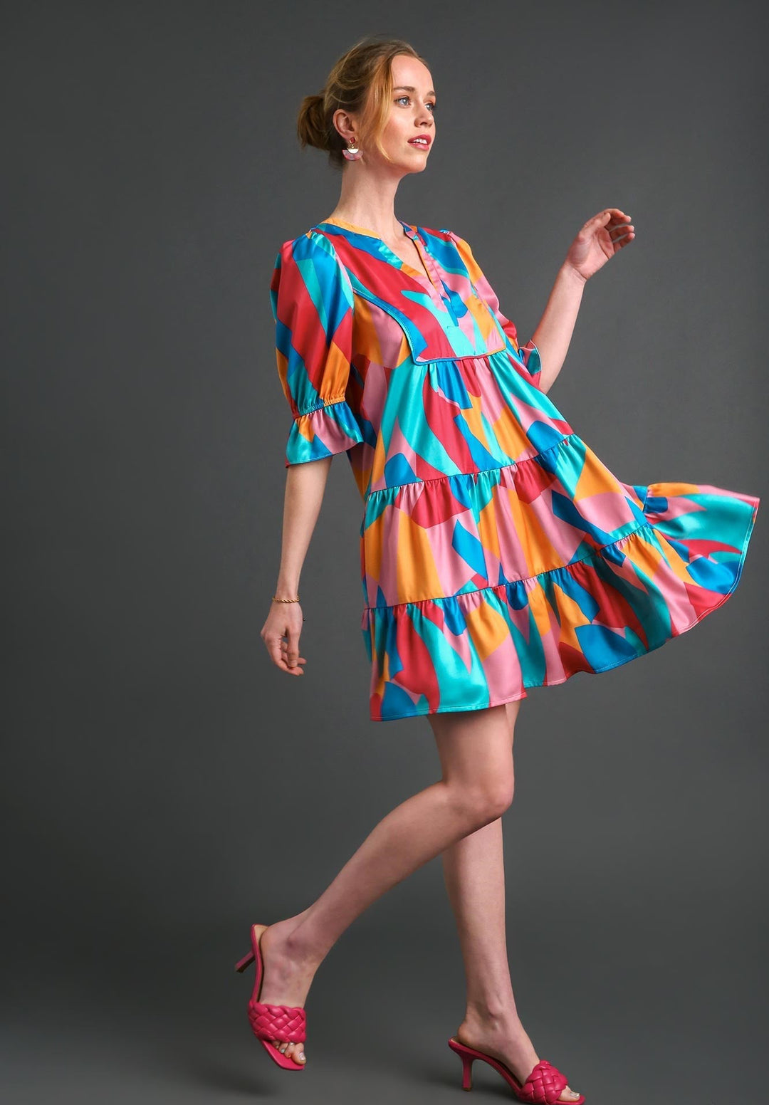 Satin Abstract Mini Dress