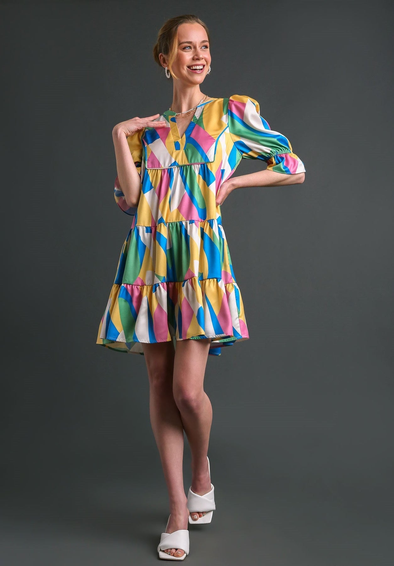 Satin Abstract Mini Dress Charmed Boutique Satin Abstract Mini Dress Charmed Boutique