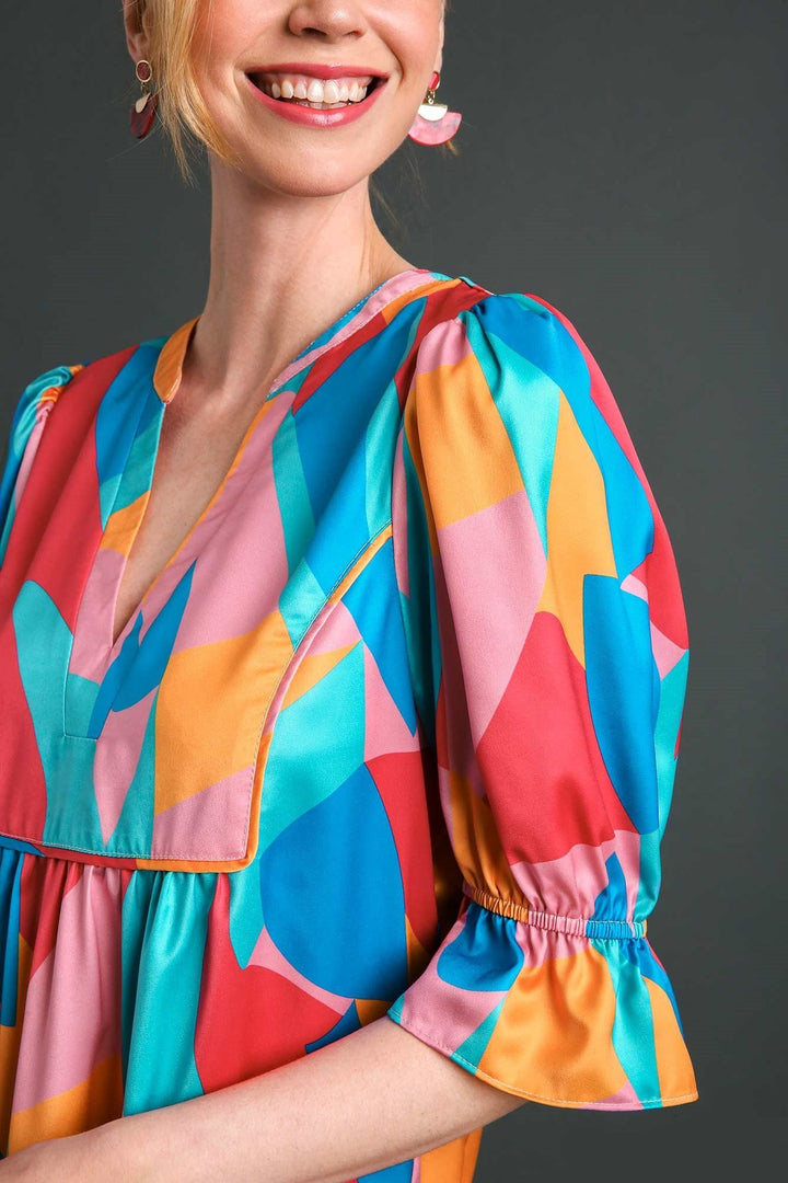 Satin Abstract Mini Dress