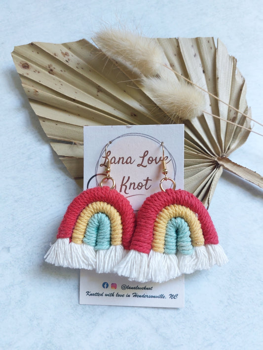 Macramé Rainbow Pride Earrings