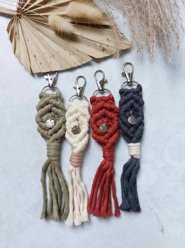 Macramé Key Chain With Mountain Charm - Long