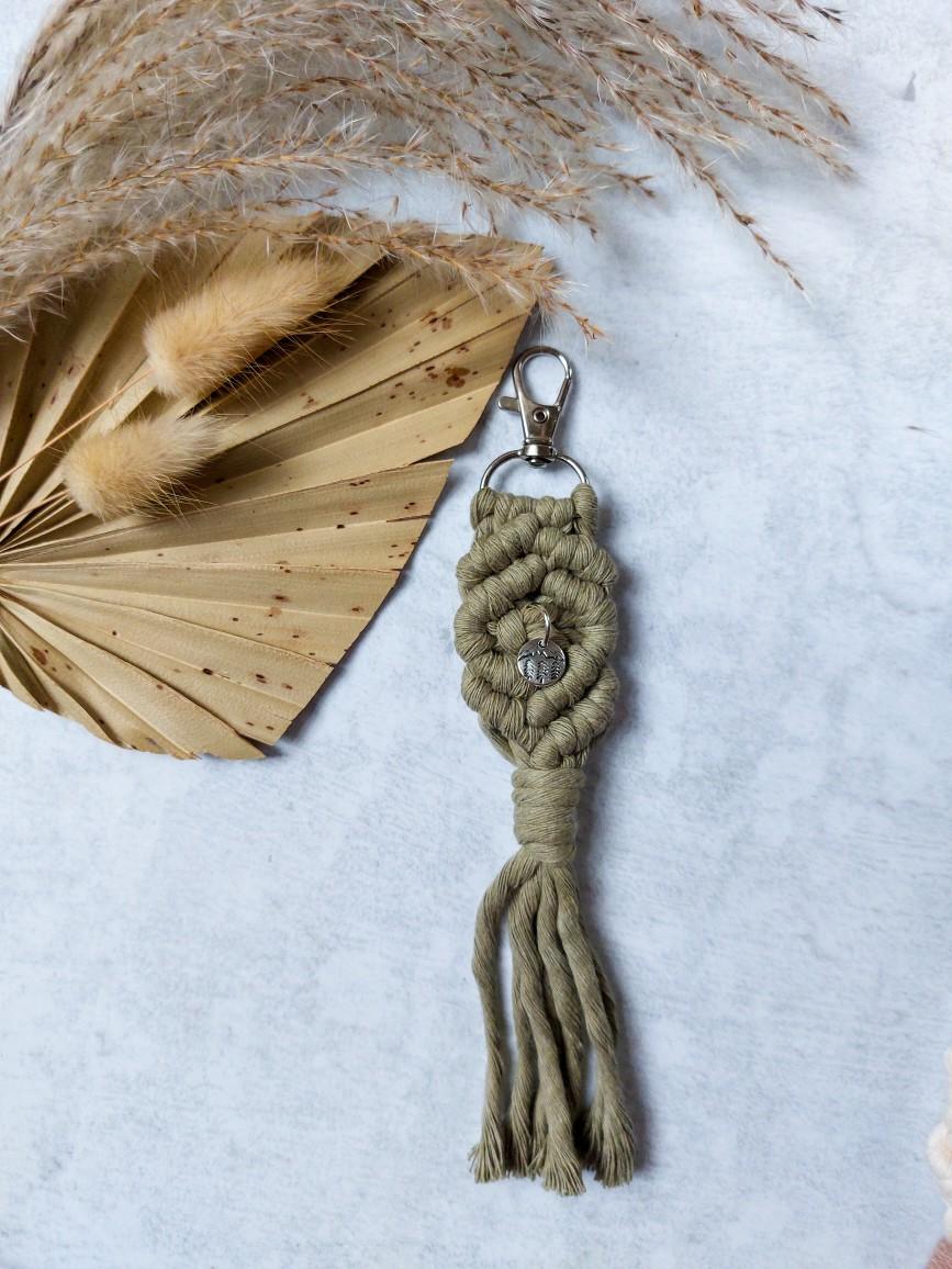 Macramé Key Chain With Mountain Charm - Long