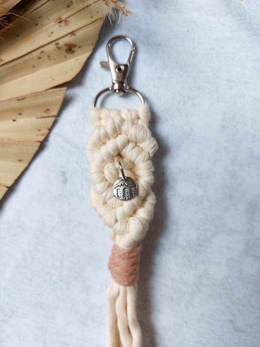 Macramé Key Chain With Mountain Charm - Long