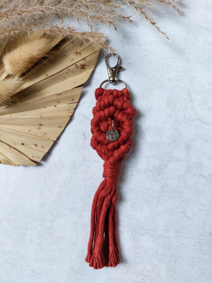 Macramé Key Chain With Mountain Charm - Long