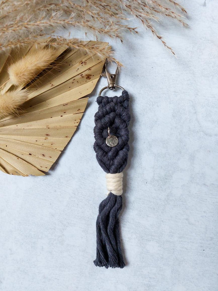 Macramé Key Chain With Mountain Charm - Long