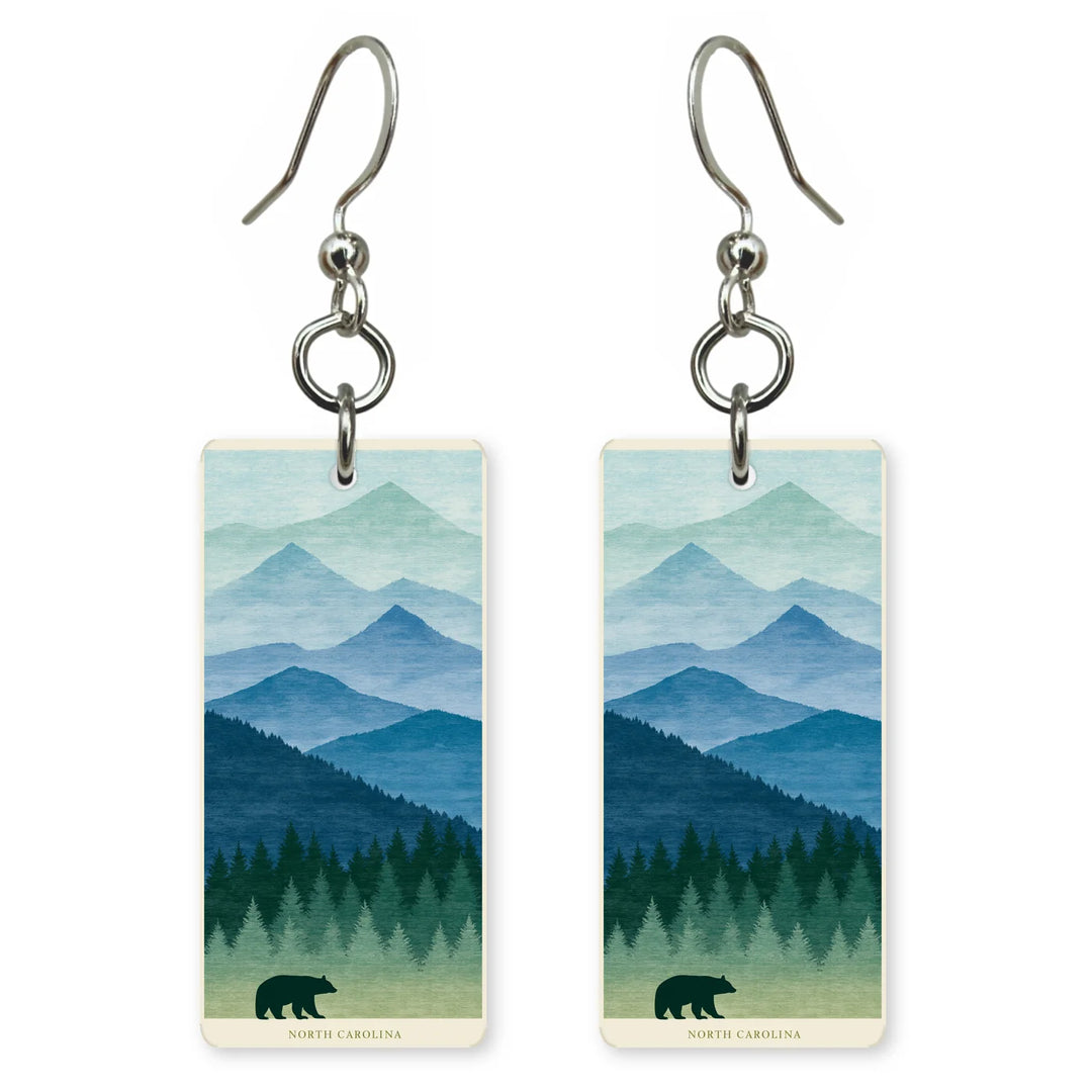 North Carolina Earrings - Blue Ridge Bear