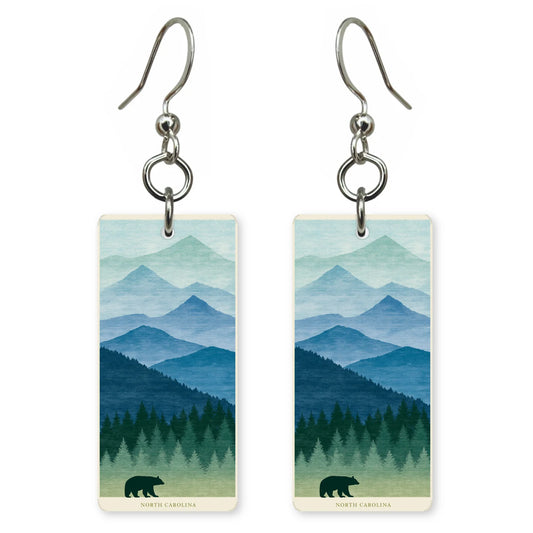 North Carolina Earrings - Blue Ridge Bear