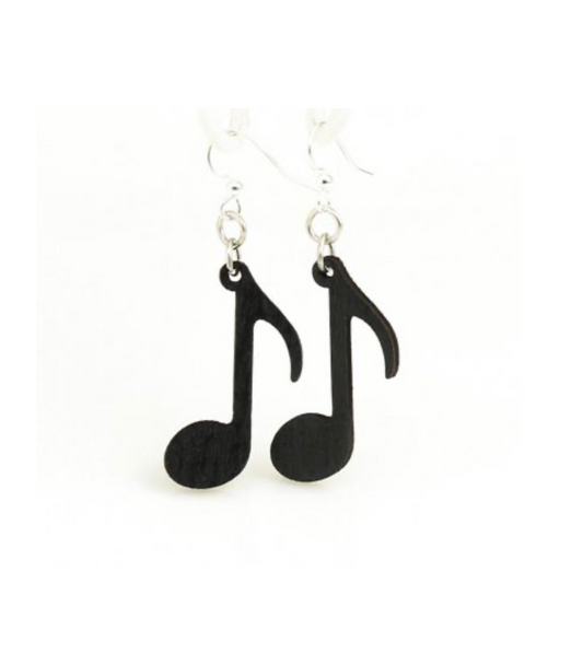 Green Tree Wooden Earring - Music Note