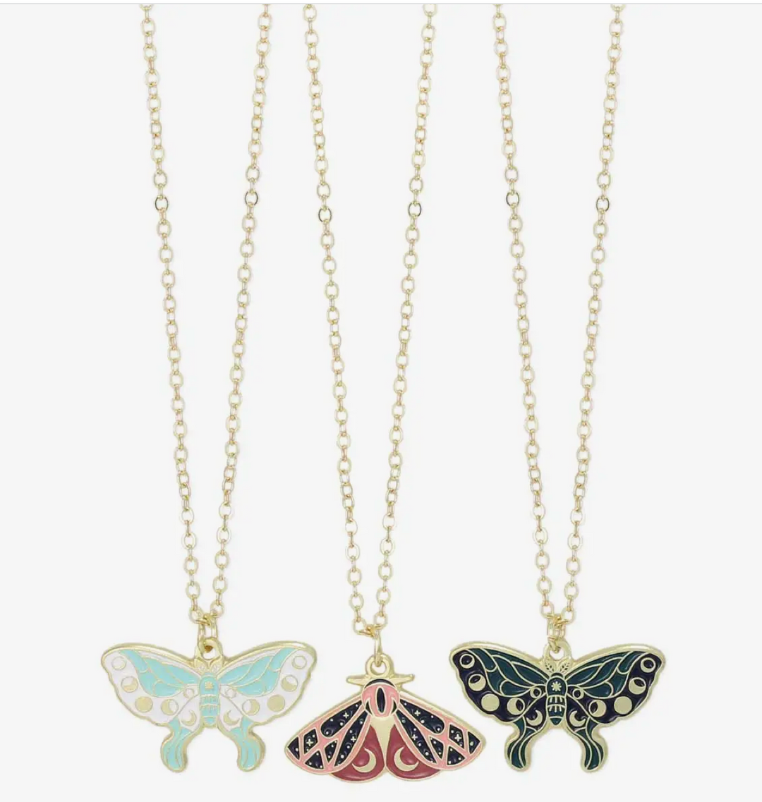 Mystical Moth Enamel Necklace