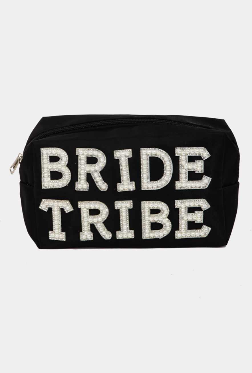 Embellished ' Bride Tribe' Cosmetic Bag