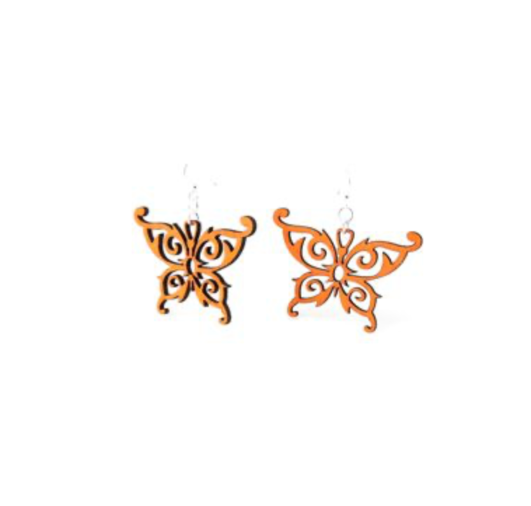 Openwork Butterfly - Laser Cut Wooden Earrings