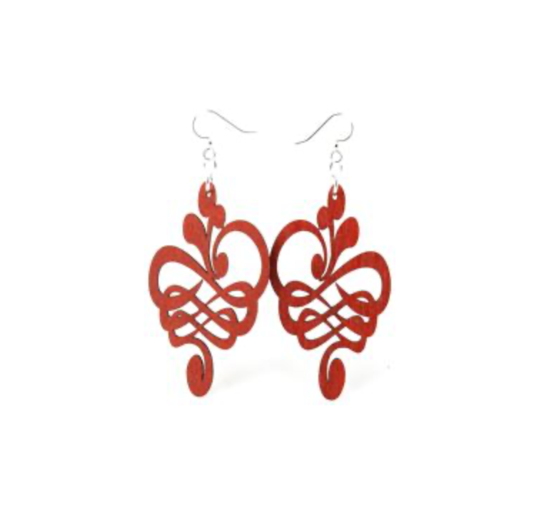 Calligraphy Flower - Laser Cut Wooden Earrings