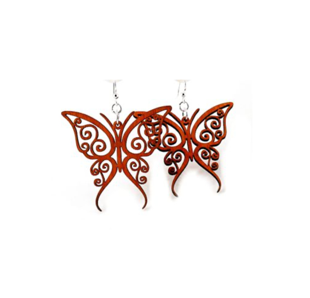 Fancy Butterfly - Laser Cut Wooden Earring