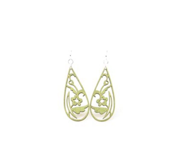 Floral Teardrop - Laser Cut Wooden Earring