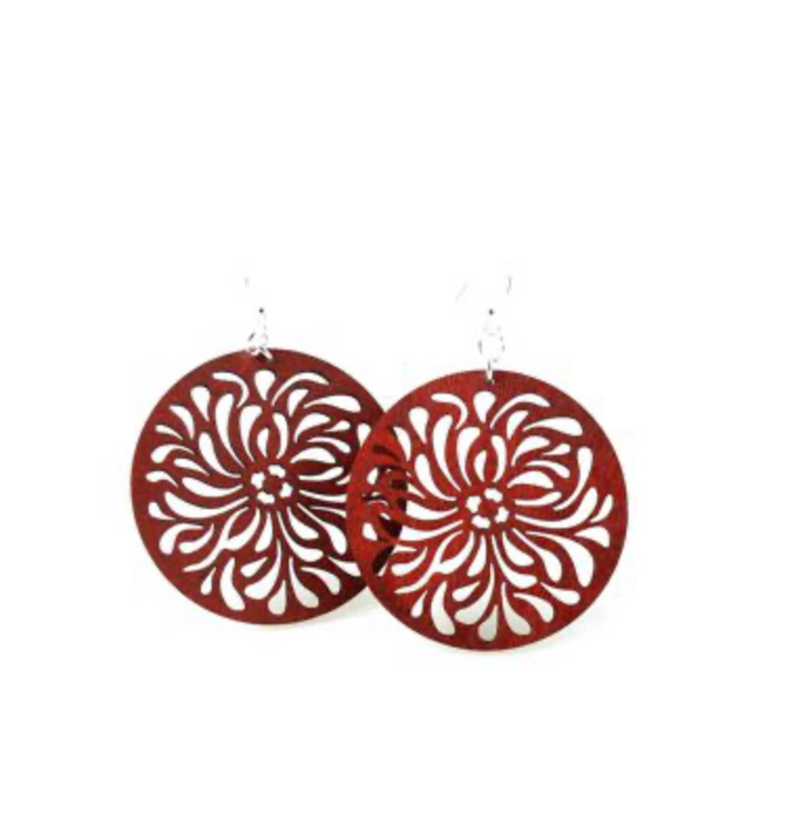 Splash Circle - Laser Cut Wooden Earring