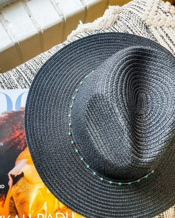 Turquoise Bead Chain Panama Hat