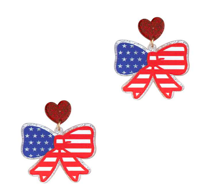 Patriotic Bow Tie + Heart Dangle