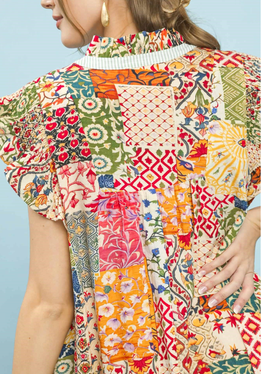 Patchwork Midi Dress