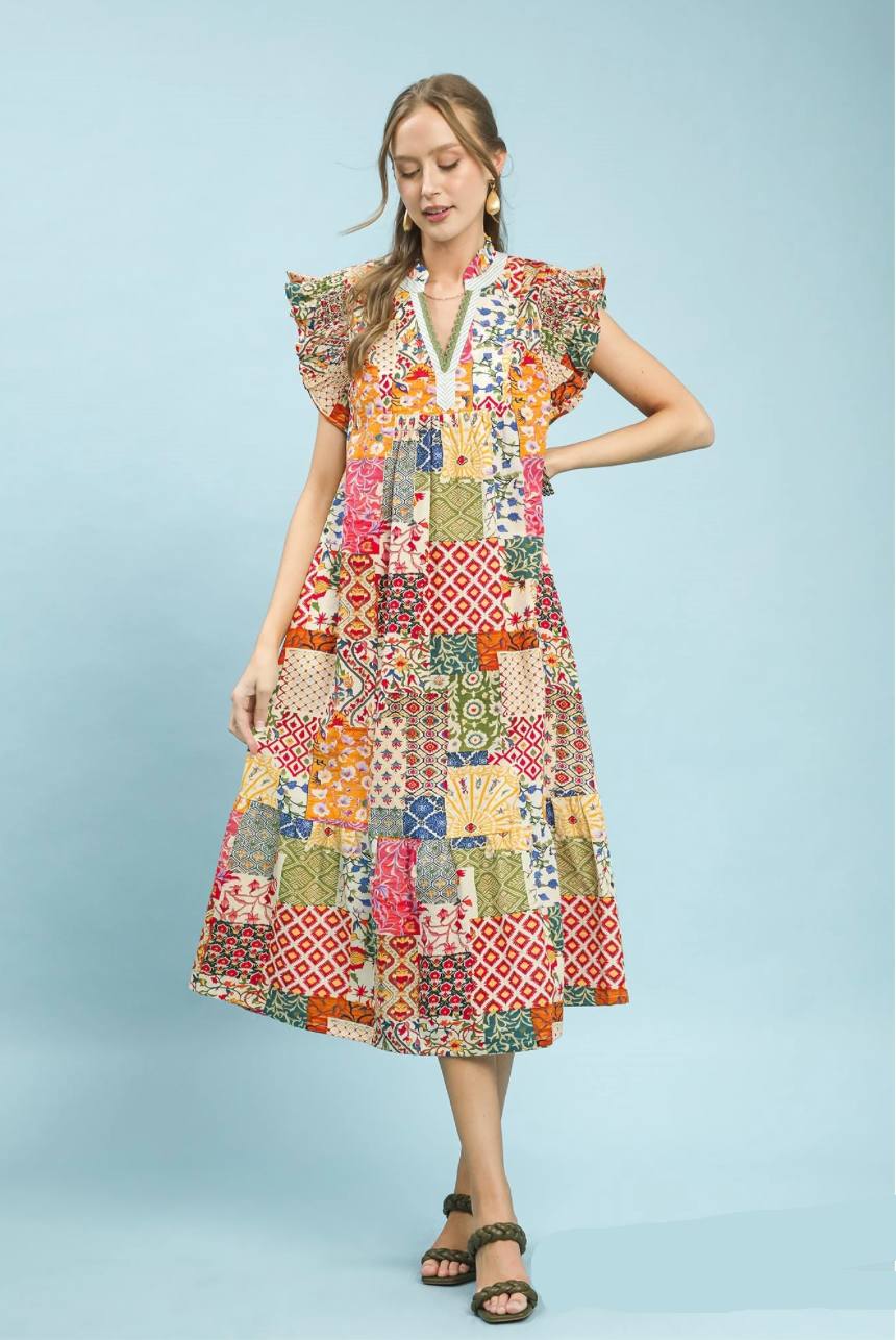 Patchwork Midi Dress