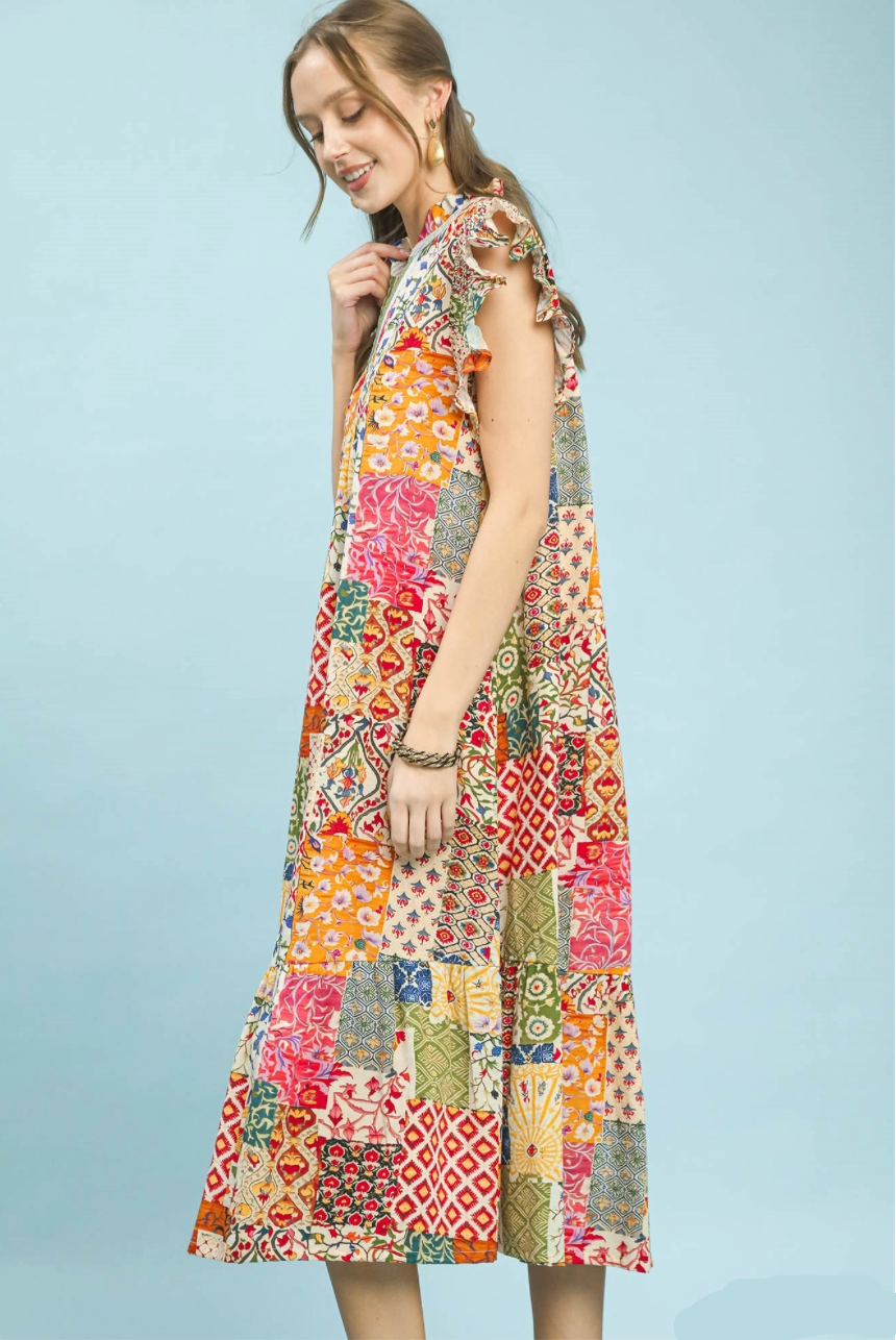 Patchwork Midi Dress