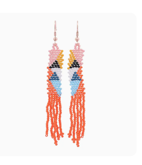 Long Beaded Fringe Earring