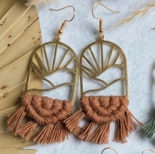 Macramé Mountain Sunrise Earrings
