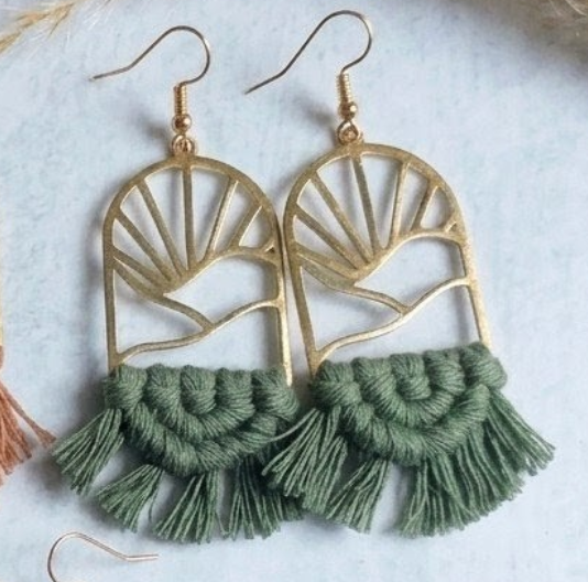 Macramé Mountain Sunrise Earrings